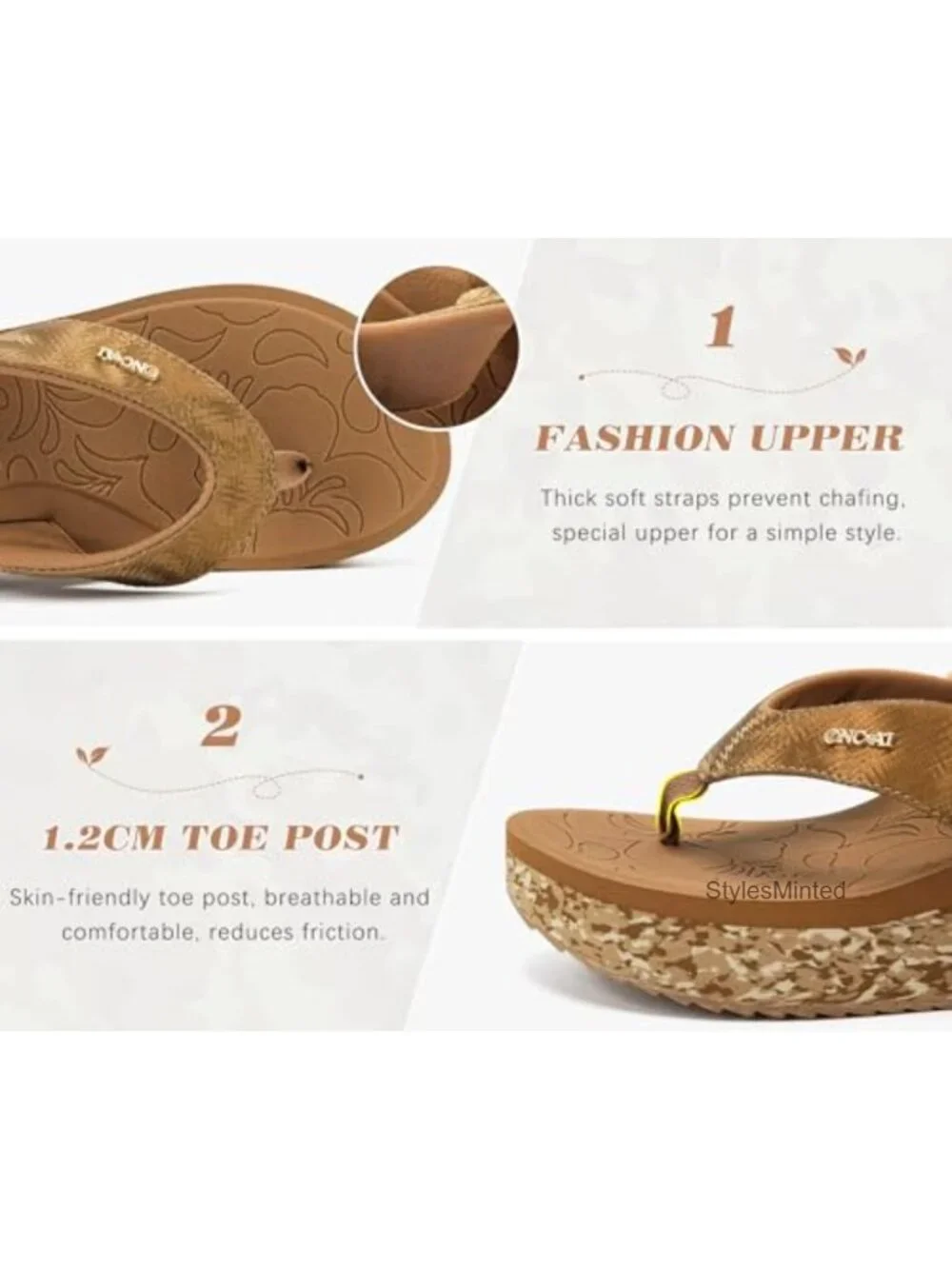 Womens Platform Wedge Flip Flops Dressy Chunky Sandals with Arch Support Summer